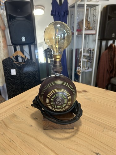 Upcycled bowling ball - ball, table
